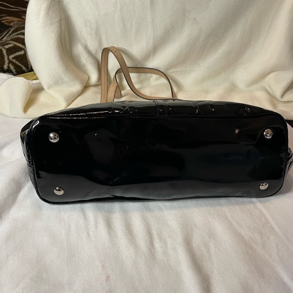 Vintage Authentic Coach Black Patent Leather Signature Shoulder Bag Purse F25487 - Picture 6 of 14